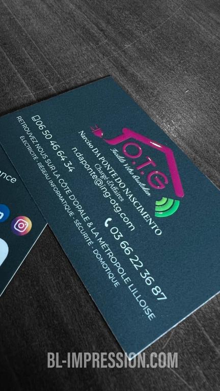 carte de visite mat soft touch vernis selectif