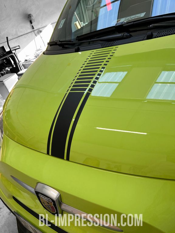 bl impression bande capot fiat 500 design covering decoration voiture cars